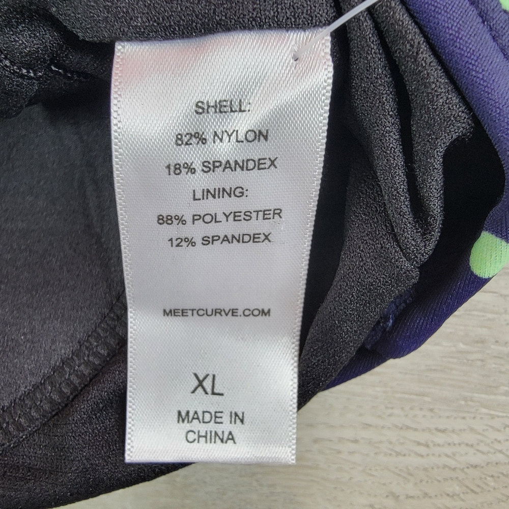 Meet Curve Womens XL Swimsuit Dress Blue Green Polka Dot Ruched Tie Sides NWT - Picture 5 of 11